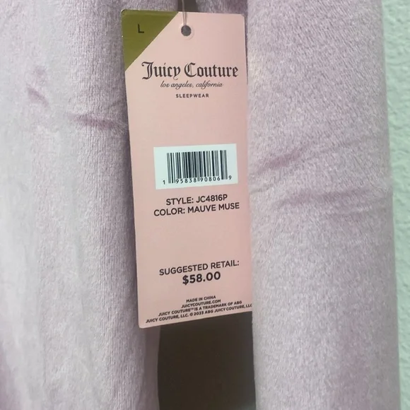 NWT Juicy Couture Velour Long Sleeve Top in Mauve Muse - Picture 4 of 6